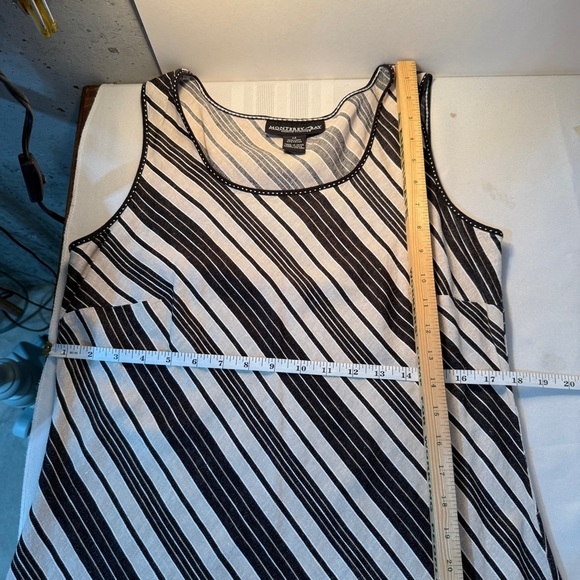 Vintage linen Y2K Striped Black taupe Sleeveless Dress y2K 90’s maxi size vacay - Picture 5 of 7